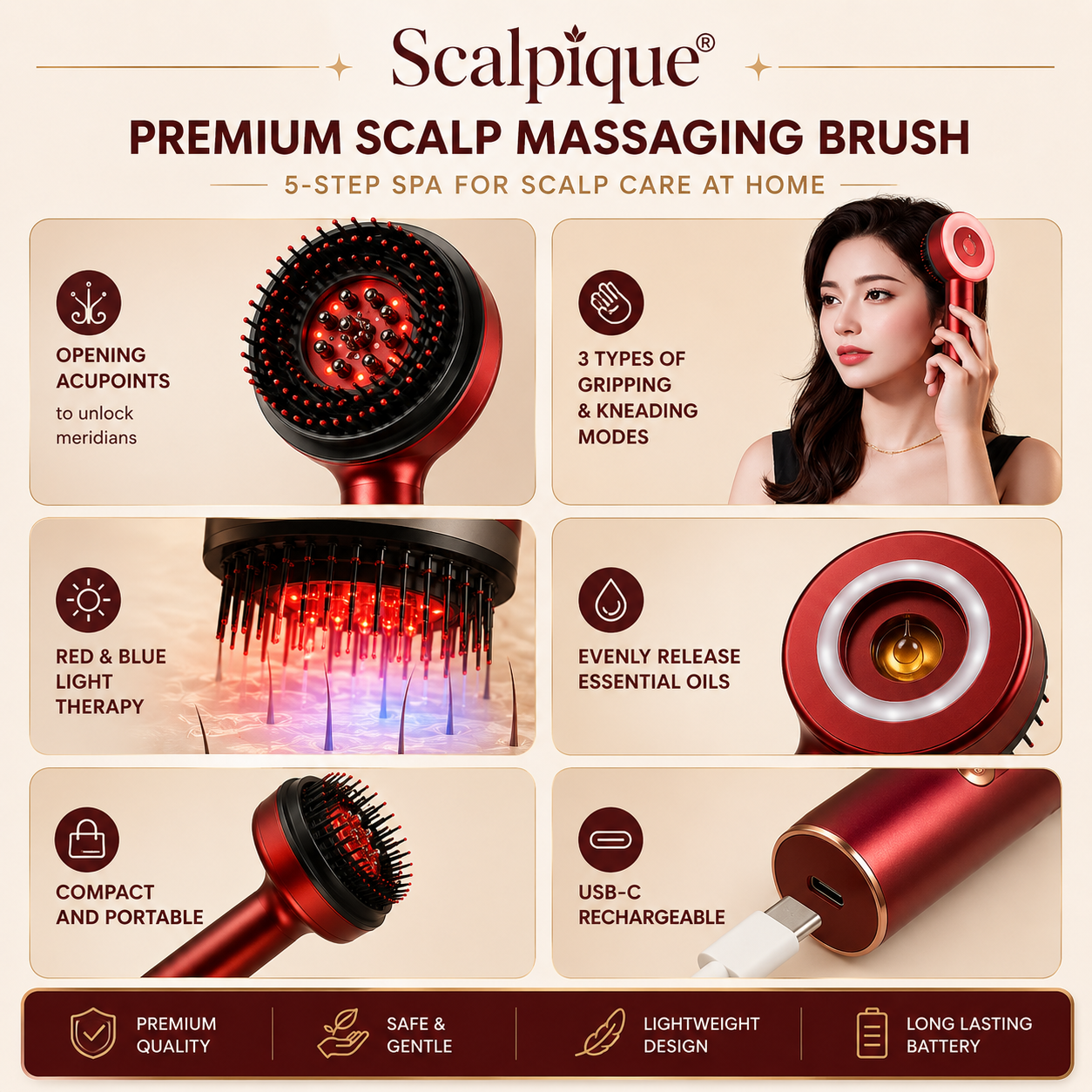 Scalpique® 3 in 1 Elecrtic Massage Comb